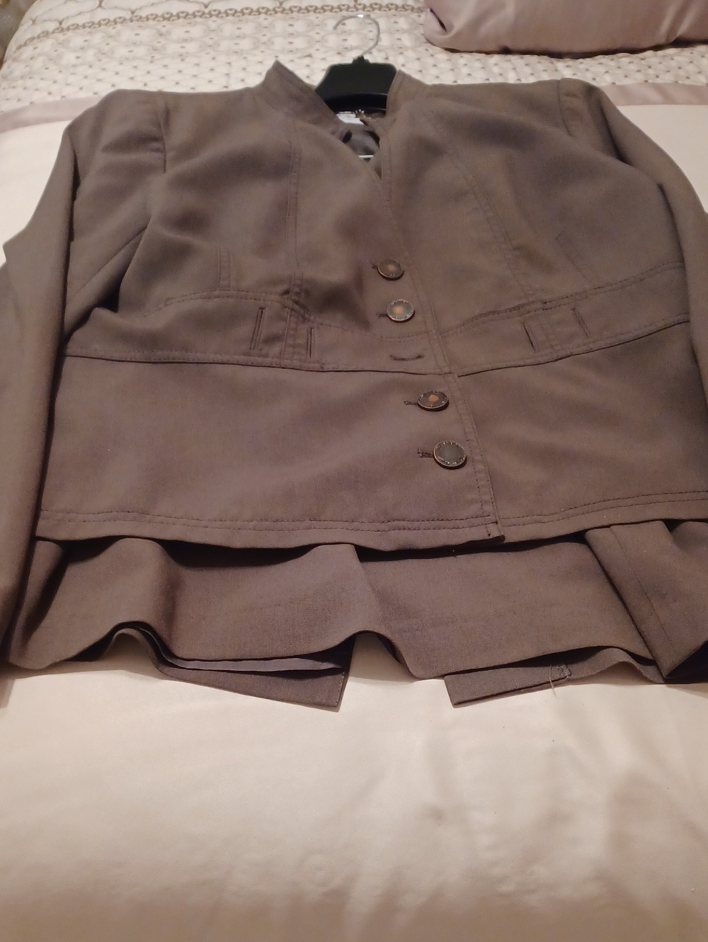 Calvin Klein Taupe Stretch Jacket with Signature Chain